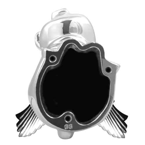 Chrome Smiling Pig with Windrider Wings Hood Ornament