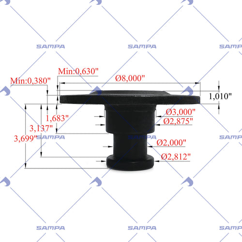 Fifth Wheel King Pin 2" Bolster Plate