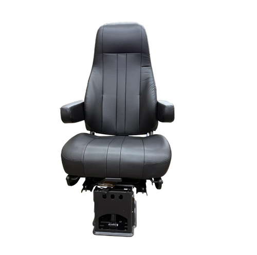 Seat National Captain High Back in Black Versa Leather with Dual Armrests, For use with all Volvo VN & VNL Trucks