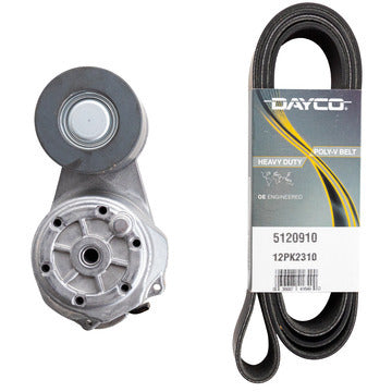Dayco Heavy-Duty Serpentine Belt Kit Fits International, Kenworth, Volvo, 2003-2020, 5500i, 5600i, 9900i, 9900ix, LoneStar, LT625, ProStar, T800, VNL, VNL 300, VNL 400, VNL 740, VNL 760, VNL 860, VT, Cummins ISX15 Fan, Liter 14.9