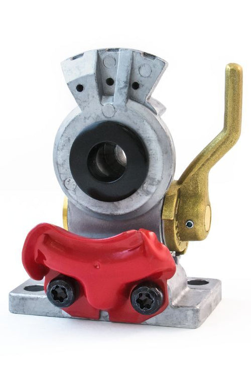 Lever-Style Shut-Off Gladhand, Aluminum, Emergency, Black Poly Seal, 3/8"-18 Port