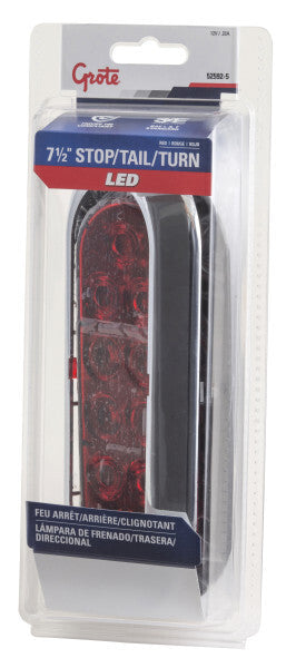 Red Oval LED Stop Tail Turn Lights Chrome Trim Ring