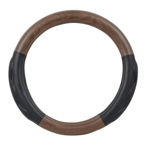 Heavy Duty 18" Steering Wheel Cover in Deluxe Plus Matte Natural Dark Wood
