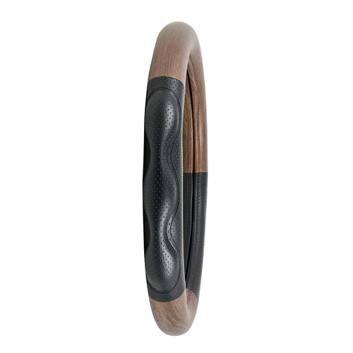 Heavy Duty 18" Steering Wheel Cover in Deluxe Plus Matte Natural Dark Wood