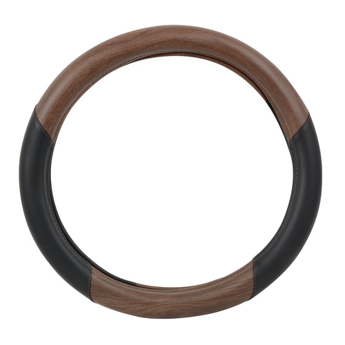 Heavy Duty 18" Steering Wheel Cover in Deluxe Matte Natural Wood Dark