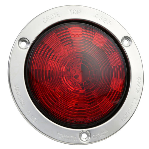 Red SuperNova® 4" NexGen™ LED Stop Tail Turn Lights Stainless Steel Flange, Male Pin