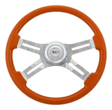 18" Painted Wood Rim, Chrome 4-Spoke w/ Slot Cut Outs, Chrome Bezel, Chrome Horn Button - Logo