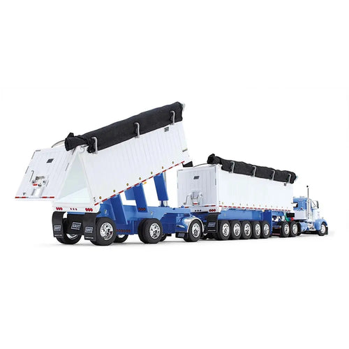 1/64 Scale Wisteria/White Kenworth W900L Day Cab & East Manufacturing Michigan Series 31' and 20' End Dump Trailers