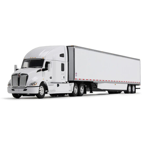 1/64 Scale White/White Kenworth T680 and 53' Utility Trailer with Skirts