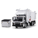 1/64 Scale White Mack LR with McNeilus Meridian Front Load Refuse Truck and Trash Bin