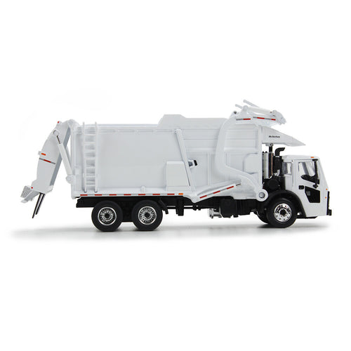 1/64 Scale White Mack LR with McNeilus Meridian Front Load Refuse Truck and Trash Bin