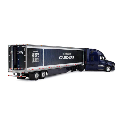 1/64 Scale Freightliner Midnight Freightliner Fifth Generation Cascadia Raised Roof Sleeper & 53' Utility Trailer with Skirts
