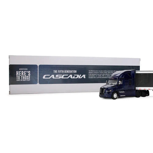 1/64 Scale Freightliner Midnight Freightliner Fifth Generation Cascadia Raised Roof Sleeper & 53' Utility Trailer with Skirts