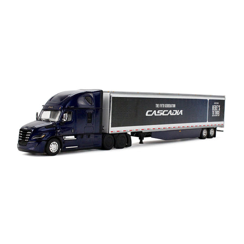 1/64 Scale Freightliner Midnight Freightliner Fifth Generation Cascadia Raised Roof Sleeper & 53' Utility Trailer with Skirts