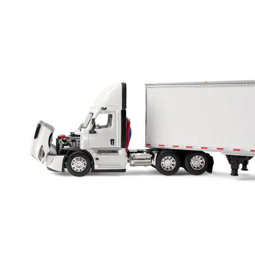 1/64 Scale White/White Freightliner Fifth Generation Cascadia Day Cab & 53' Utility Trailer with Skirts