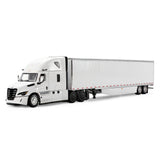 1/64 Scale White/White Freightliner Fifth Generation Cascadia Raised Roof Sleeper & 53' Utility Trailer with Skirts