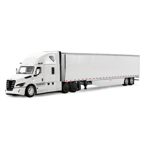 1/64 Scale White/White Freightliner Fifth Generation Cascadia Raised Roof Sleeper & 53' Utility Trailer with Skirts