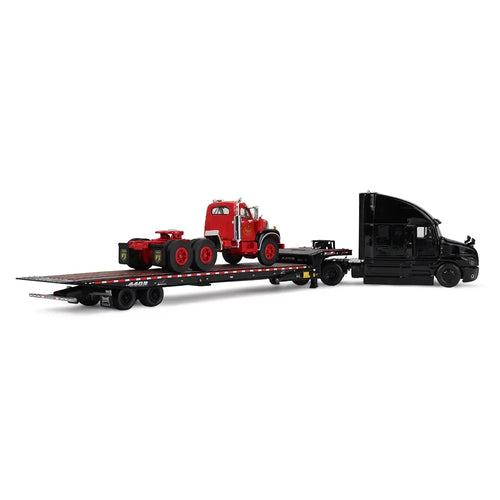 1/64 Scale Mack Anniversary Mack Anthem Sleeper & Landoll 440B-50CA Traveling Axle Trailer with Mack B-61 Day Cab Load