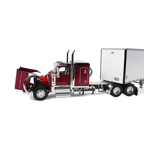 1/64 Scale Legendary Red Peterbilt Model 589 with 58" Flat Top Sleeper & 53' Utility Trailer
