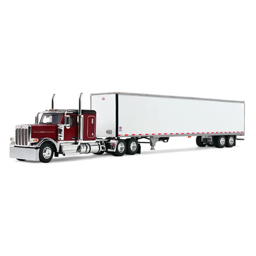1/64 Scale Legendary Red Peterbilt Model 589 with 58" Flat Top Sleeper & 53' Utility Trailer