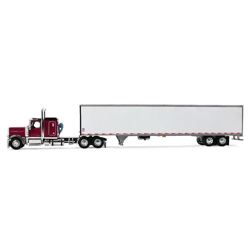 1/64 Scale Legendary Red Peterbilt Model 589 with 58" Flat Top Sleeper & 53' Utility Trailer