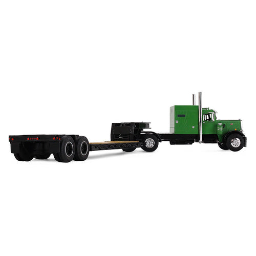 1/64 Scale Green/Black Peterbilt Model 351 with 60" Vintage Sleeper & Rogers Vintage Lowboy Trailer