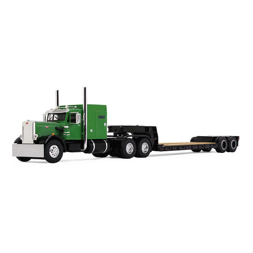 1/64 Scale Green/Black Peterbilt Model 351 with 60" Vintage Sleeper & Rogers Vintage Lowboy Trailer