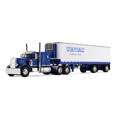 1/64 Scale Western Distributing Peterbilt Model 351 with 63" Flat Top Sleeper & 40' Vintage Trailer with Reefer