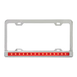 License Plate Frame With 12" Led Light Bar & Chrome Plastic Bezel Red Clear