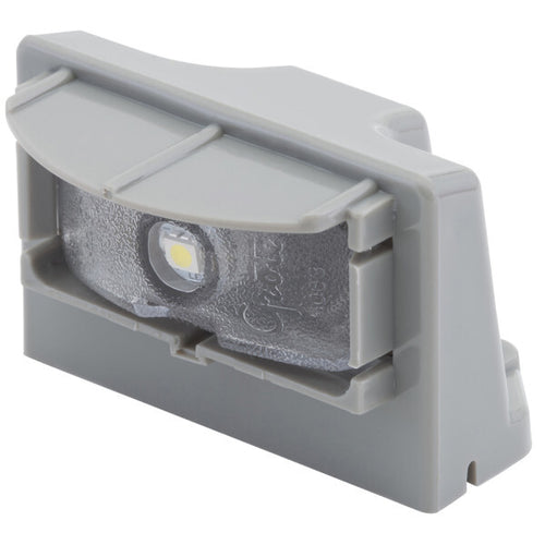 White MicroNova® Multi-Volt LED License Lights  9-32V Vertical Mount, Gray