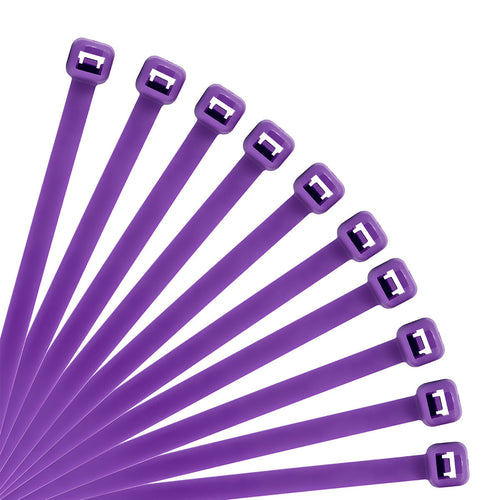 15" (L) Nylon Cable Zip Tie 10pcs Purple