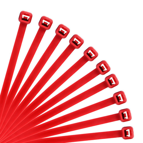 15" (L) Nylon Cable Zip Tie 10pcs Red