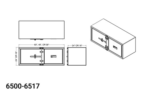 Merritt 24"H x 24"D x 48"L Underbody Cam Lock Tool Box Smooth Aluminum Double Door