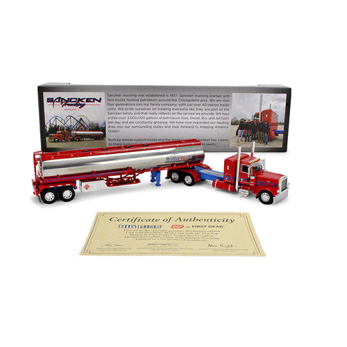 1/64 Scale Big Rigs Series II #3: Sancken Custom Truck by Amcan Peterbilt Model 389 with 36" Flat Top Sleeper & Heil Fuel Tank Trailer