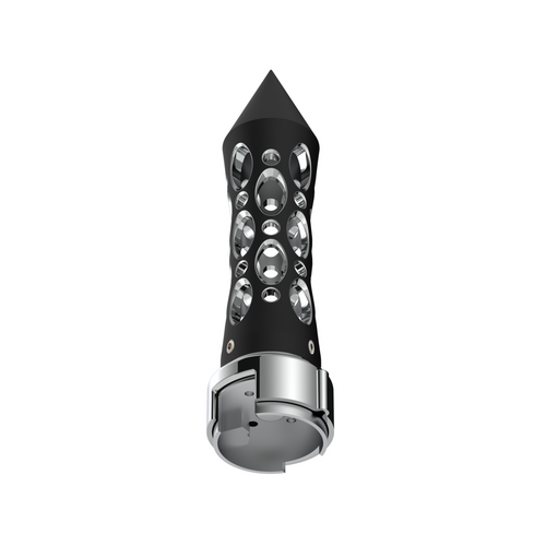 Thread-On Daytona Style Spike Gearshift Knob With 13/15/18 Speed Adapter - Black/Vertical