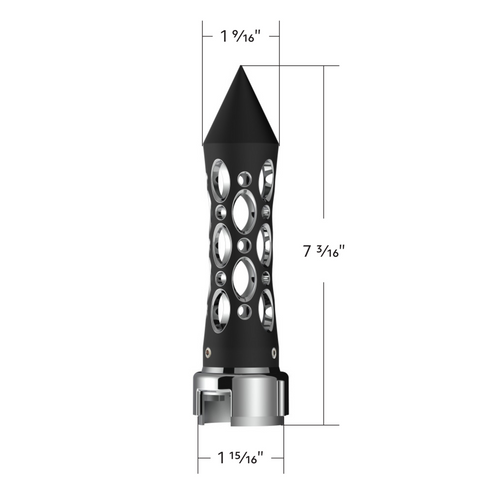 Thread-On Daytona Style Spike Gearshift Knob With 13/15/18 Speed Adapter - Black/Vertical