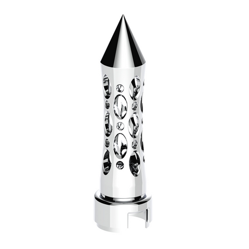M30X3.5 Thread-On Daytona Style Spike Gearshift Knob With 13/15/18 Speed Adapter - Chrome/Vertical