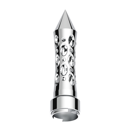 M30X3.5 Thread-On Daytona Style Spike Gearshift Knob With 9/10 Speed Adapter - Chrome/Vertical
