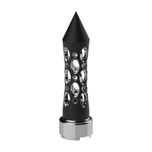 M30X3.5 Thread-On Daytona Style Spike Gearshift Knob With Chrome 9/10 Speed Adapter - Black/Vertical