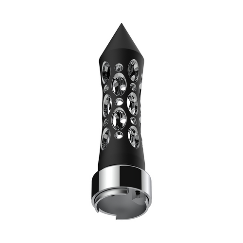 M30X3.5 Thread-On Daytona Style Spike Gearshift Knob With Chrome 9/10 Speed Adapter - Black/Vertical