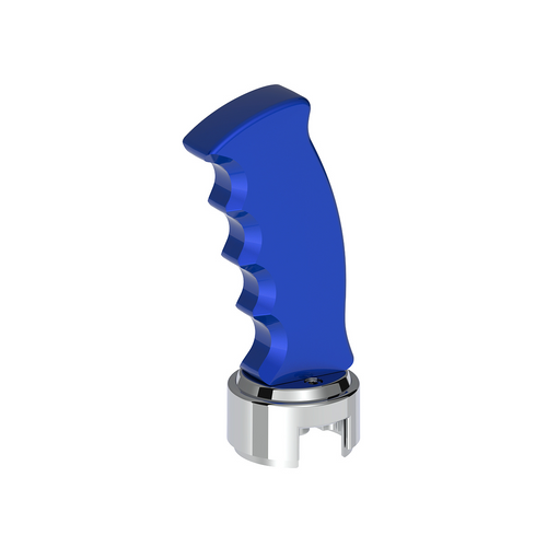 Thread-On Pistol Grip Gearshift Knob With Chrome 13/15/18 Speed Adapter - Indigo Blue