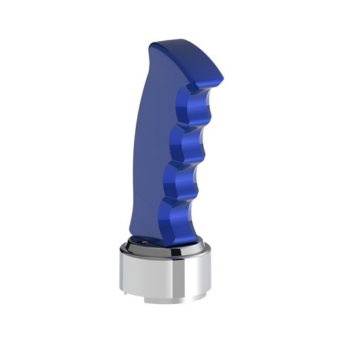 Thread-On Pistol Grip Gearshift Knob With Chrome 13/15/18 Speed Adapter - Indigo Blue