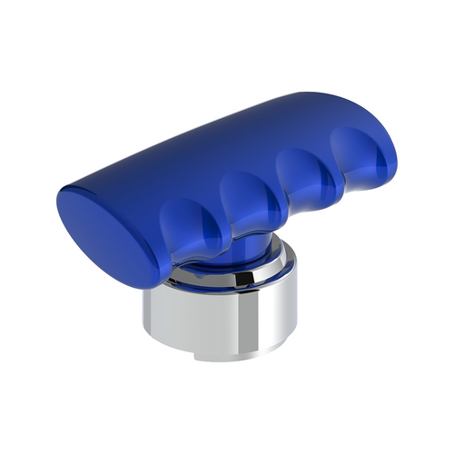 Thread-On T-Shape Gearshift Knob With Chrome 13/15/18 Speed Adapter - Indigo Blue
