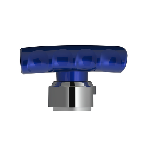 Thread-On T-Shape Gearshift Knob With Chrome 13/15/18 Speed Adapter - Indigo Blue