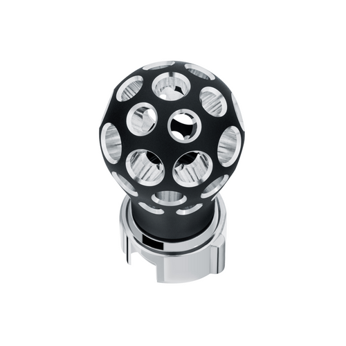 Thread-On Matte Black Phoenix Style Ball Gearshift Knob With LED 13/15/18 Speed Adapter-Red LED