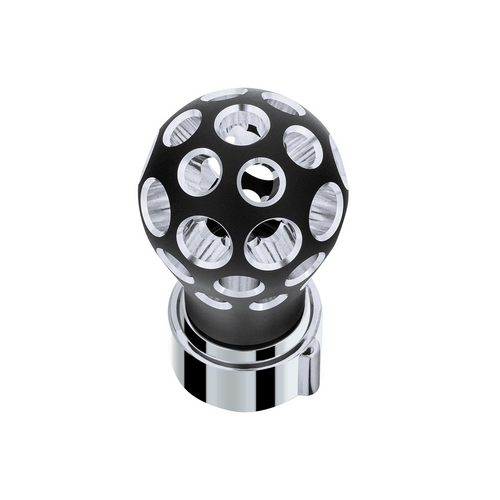 Thread-On Matte Black Phoenix Style Ball Gearshift Knob With LED 13/15/18 Speed Adapter-White LED