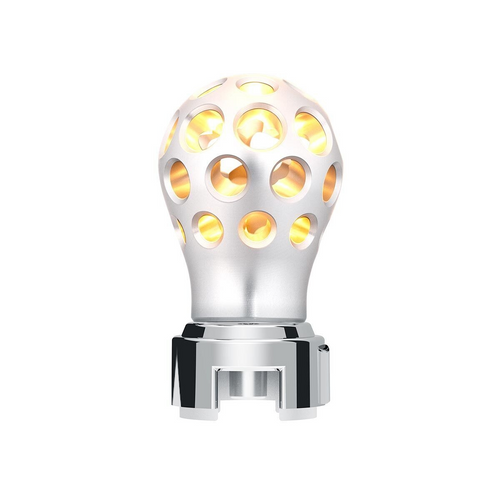 Thread-On Annodized Phoenix Style Ball Gearshift Knob With LED 13/15/18 Speed Adapter-Amber LED