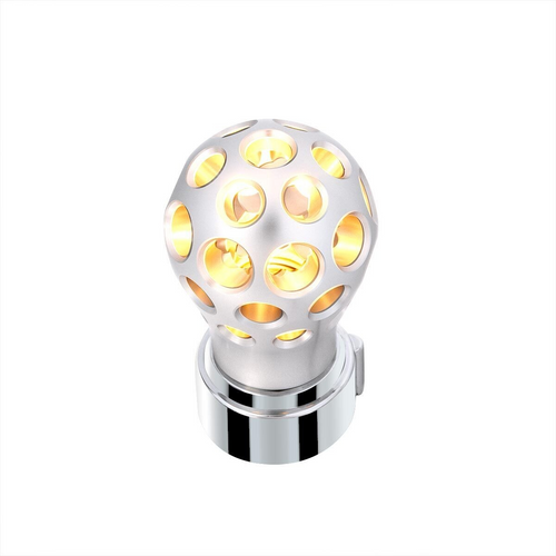 Thread-On Annodized Phoenix Style Ball Gearshift Knob With LED 13/15/18 Speed Adapter-Amber LED