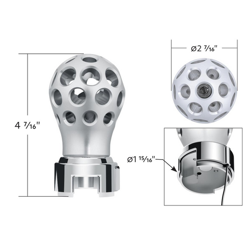 Thread-On Annodized Phoenix Style Ball Gearshift Knob With LED 13/15/18 Speed Adapter-Amber LED
