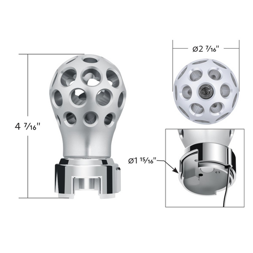 Thread-On Annodized Phoenix Style Ball Gearshift Knob With LED 13/15/18 Speed Adapter-Blue LED